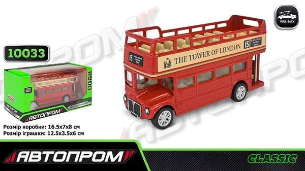 Автобус мет. АВТОПРОМ  арт. 10033 (48шт/2) 5 inch Convertible Bus,відкр.двері, у коробці 16,5*7*8см (шт)