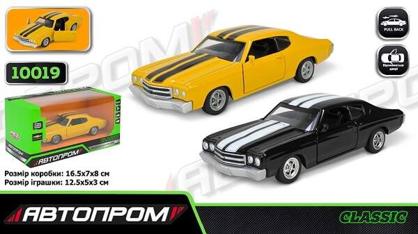 Машина мет. АВТОПРОМ  арт. 10019 (48шт/2) 5 inch Chevrolet Chevelle 454(1970),2 видавідкр.двері, у к (шт)