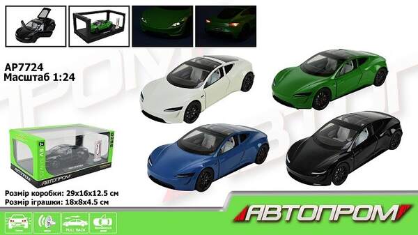 Машина мет. АВТОПРОМ арт. AP7724 (12шт)  1:24,5 кольорів, із зарядною станцією, батар, світ., звук, (шт)