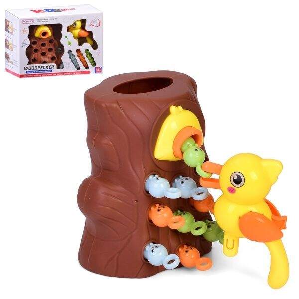 Гра 236 (48шт) нагодуй пташку, пеньок 12,5см, пташка 9см, гусенички 9шт., в коробці, 23-18-9,5см (шт)