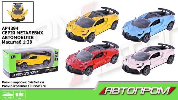 Машина мет. АВТОПРОМ  арт. AP4394 (96шт/2) 1:43,4 кольори, відкр.двері, короб.14*6*6см (шт)