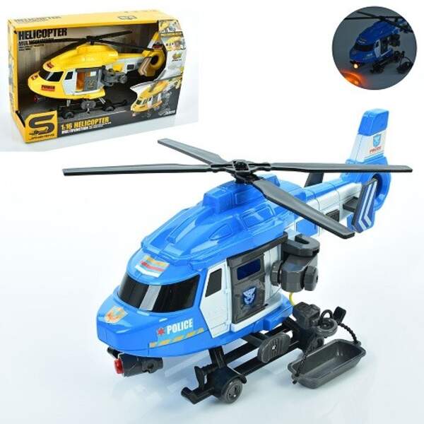 Гелікоптер JS128-JS128B (18шт) 29см, 1:16, звук, світло, рухливі деталі, 2 кольори, на бат(табл), в (шт)