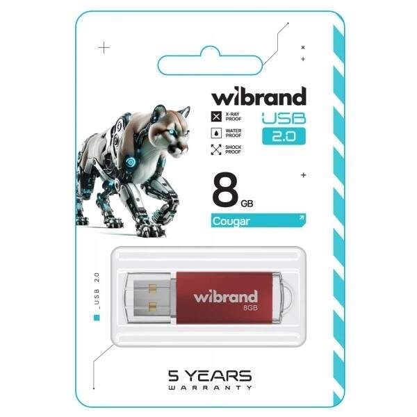 Флеш-накопичувач Flash Wibrand USB 2.0 Cougar 8Gb Red (WI2.0/CU8P1R) (шт)