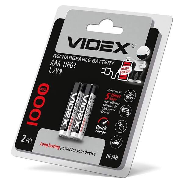 акам   Videx R03 1000mAh 2 бл, /20/200 (шт.)