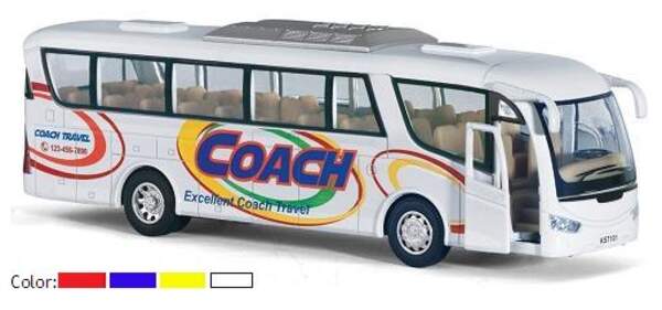 Модель автобус COACH 7'' KS7101W метал.інерц.відкр.дв.4кол.кор./72/ (шт.)